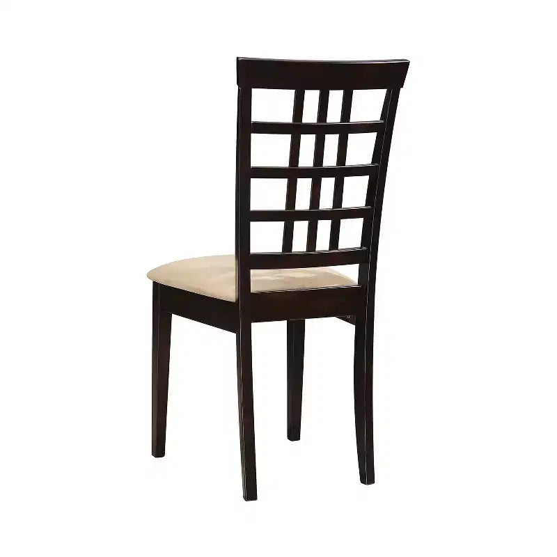 Set aus 2 Esszimmerstühlen mit Gitterrücken in Cappuccino