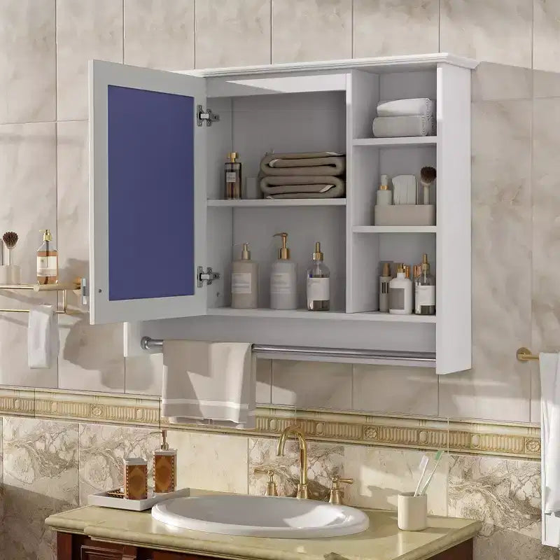 Botiquín de baño de pared de 36 con puerta con espejo y toallero