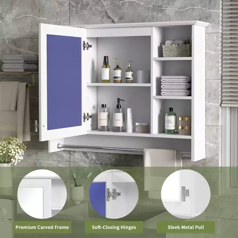 Botiquín de baño de pared de 36 con puerta con espejo y toallero