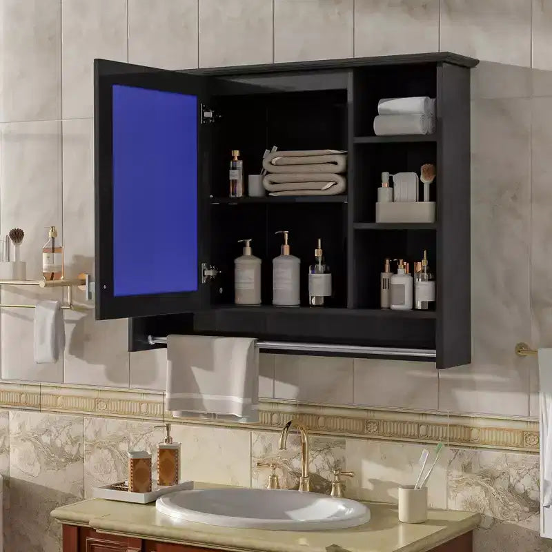 Botiquín de baño de pared de 36 con puerta con espejo y toallero