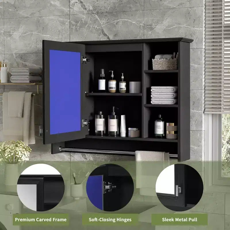 Armoire à pharmacie murale de salle de bain de 36 avec porte miroir et porte-serviettes