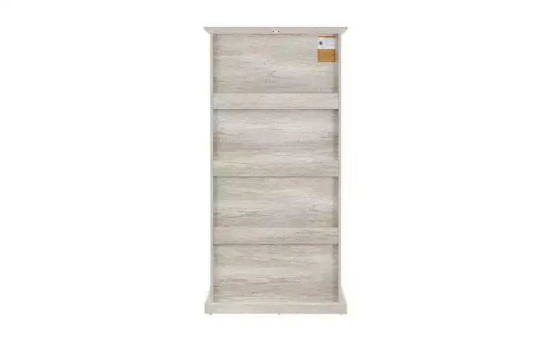 63-Zoll-Glasvitrine mit 4 Ablagen, weißer Vitrinenschrank aus MDF und gehärtetem Glas (Klappüren für Sammlerstücke, Spielzeug und Bücher)