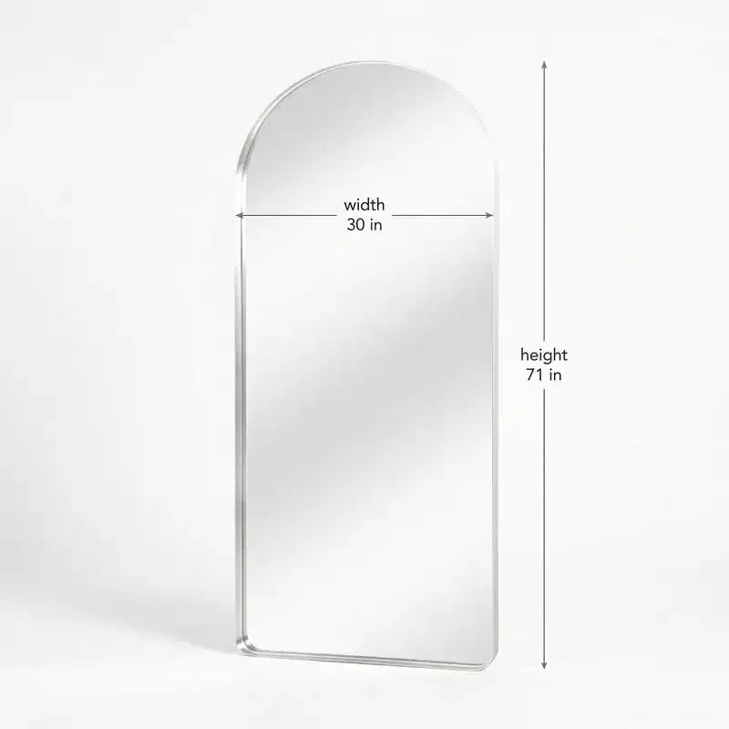 Gewölbter Ganzkörperspiegel mit Metallrahmen, modernes Design mit abgerundeten Ecken