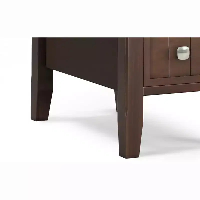 Table d’appoint étroite de style transitionnel en bois massif, largeur de 14 inch, avec tiroir
