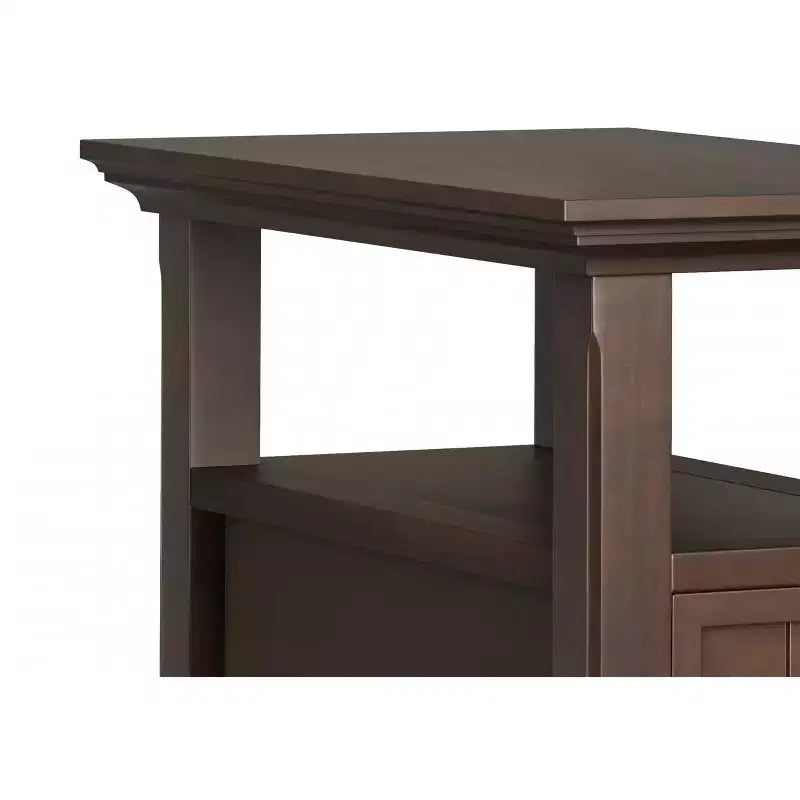 Table d’appoint étroite de style transitionnel en bois massif, largeur de 14 inch, avec tiroir