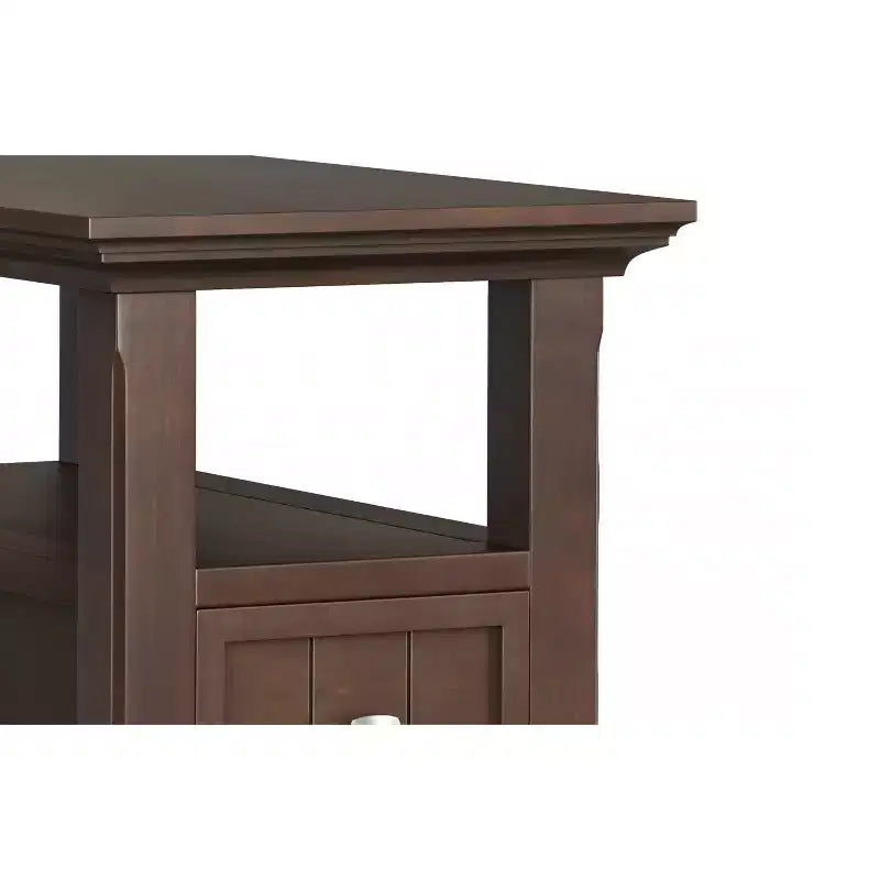 Table d’appoint étroite de style transitionnel en bois massif, largeur de 14 inch, avec tiroir