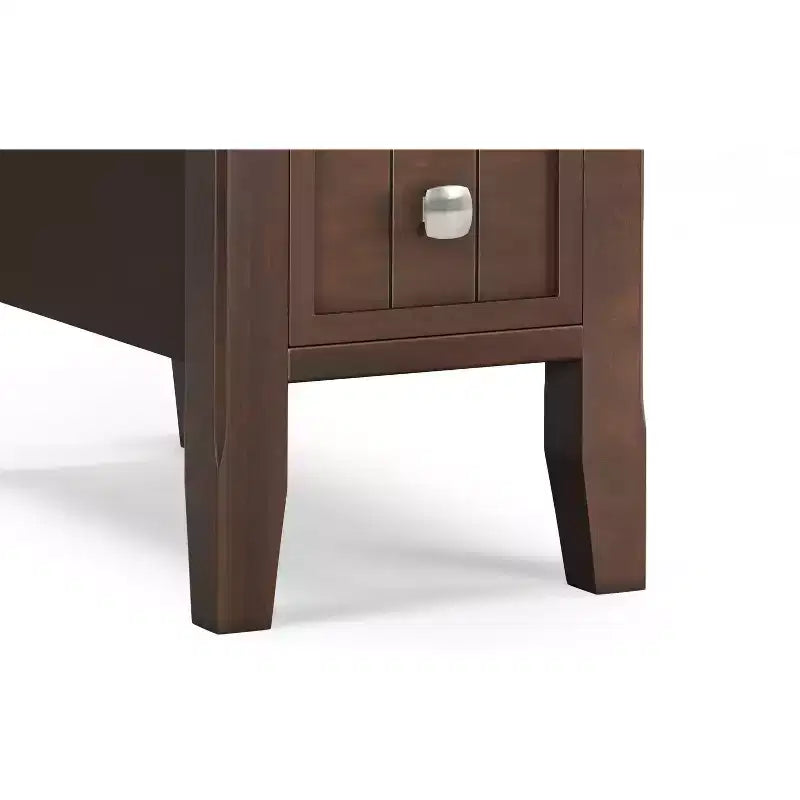 Table d’appoint étroite de style transitionnel en bois massif, largeur de 14 inch, avec tiroir