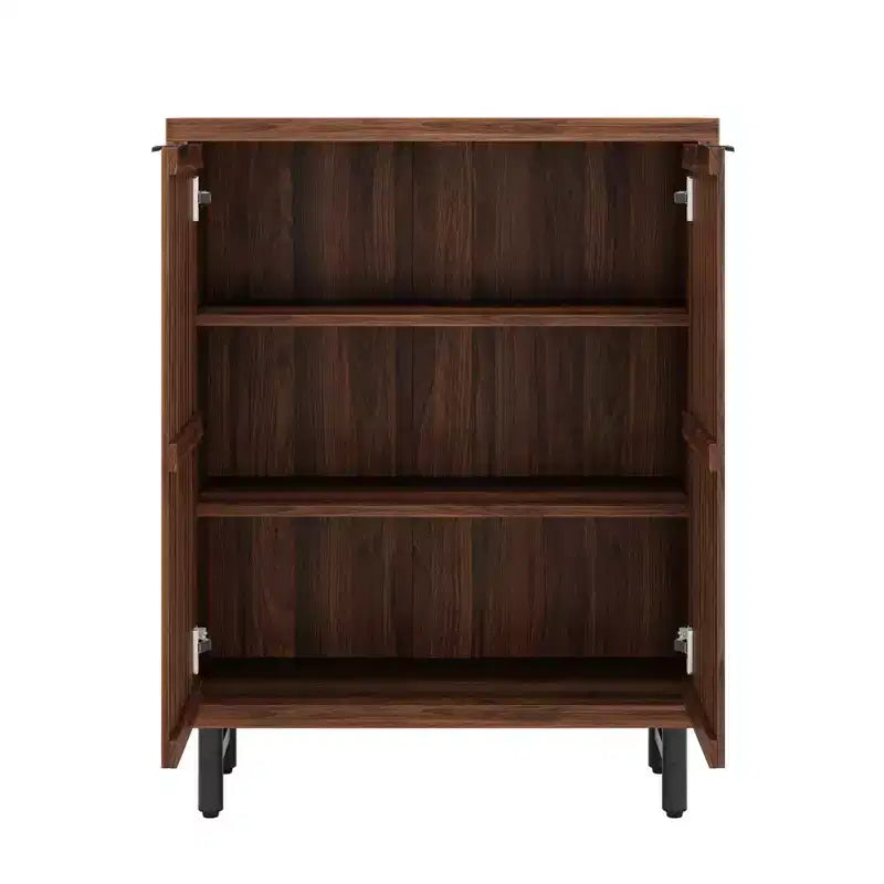 Zapatero de madera de 6 niveles con puertas de celosía y estantes ajustables