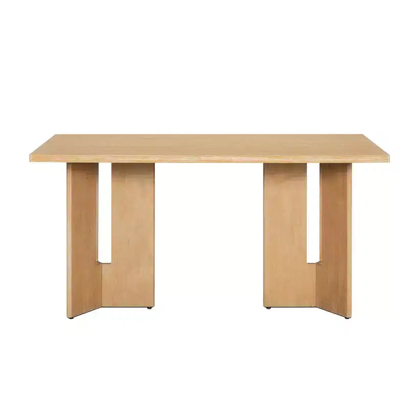 Mesa de comedor estilo granja de 60'' para 4-6 personas, rectangular y rústica, para cocina, de chapa de roble y patas recortadas