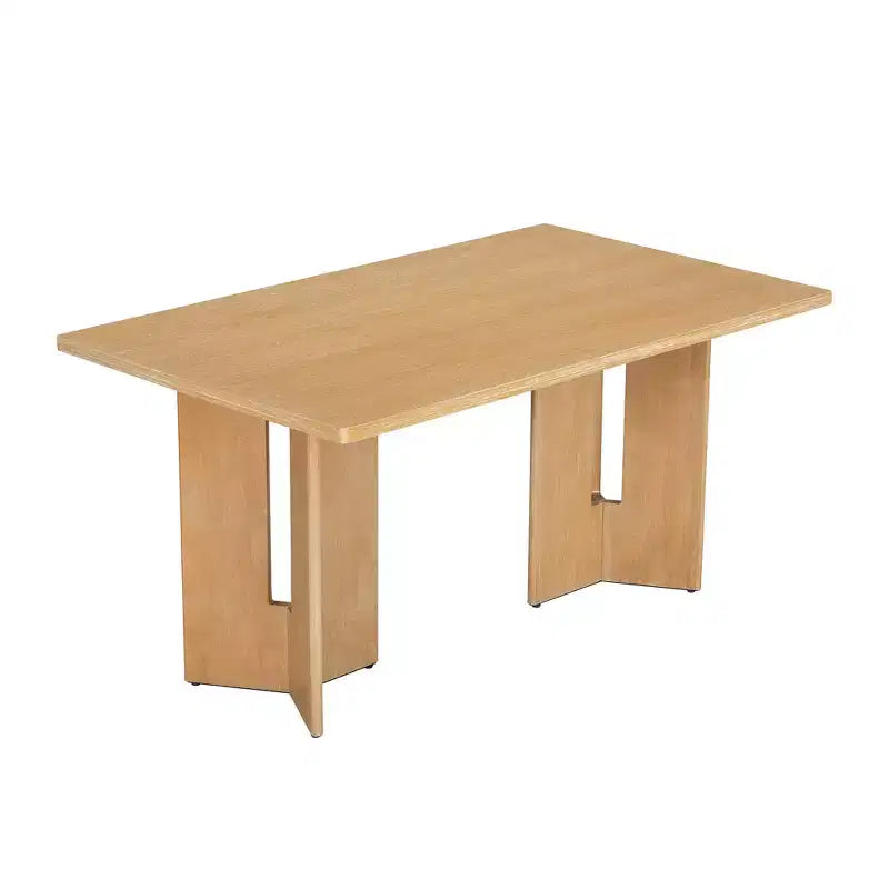 Mesa de comedor estilo granja de 60'' para 4-6 personas, rectangular y rústica, para cocina, de chapa de roble y patas recortadas