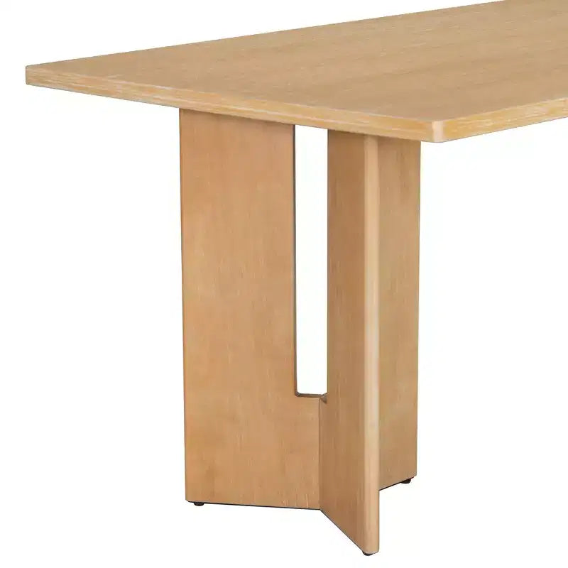 Mesa de comedor estilo granja de 60'' para 4-6 personas, rectangular y rústica, para cocina, de chapa de roble y patas recortadas