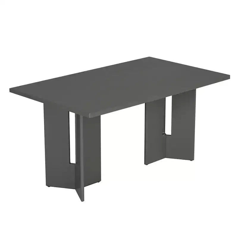 Mesa de comedor estilo granja de 60'' para 4-6 personas, rectangular y rústica, para cocina, de chapa de roble y patas recortadas